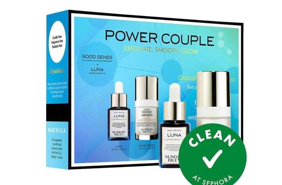 Sunday Riley Power Couple Skincare Set featuring Good Genes Lactic Acid Treatmen